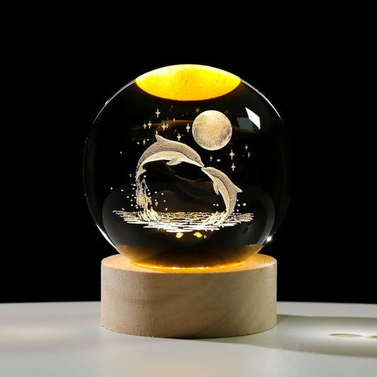 Crystal dolphin ball night lamp