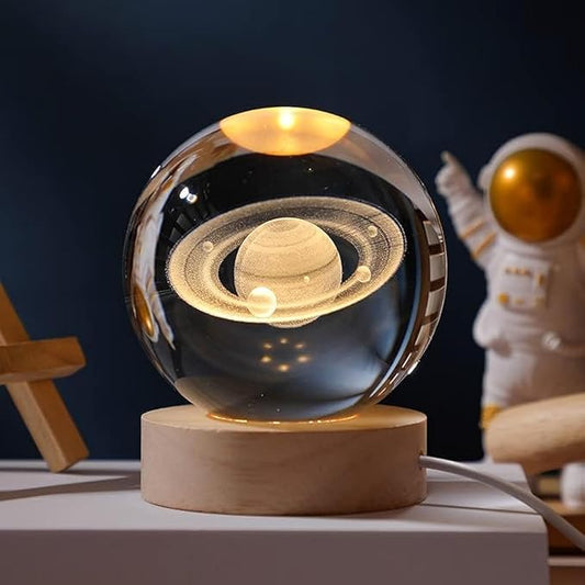 Crystal Saturn lamp